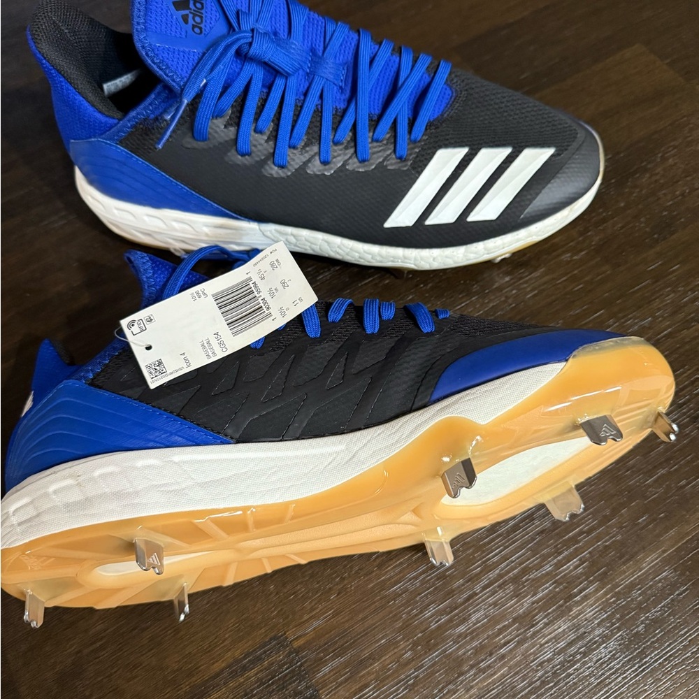Adidas Men's Black and Blue Cleats- Size 10 1/2 -NWT